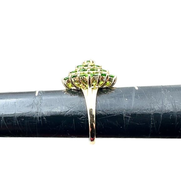 14K Yellow Gold Womens Ring Green Chrome Diopside Domed Cluster 4 Grams Size 6 - Picture 6 of 8